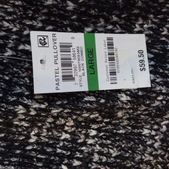 Style & Co Marled Eyelash Texture Sweater Black Large - Picture 9 of 9